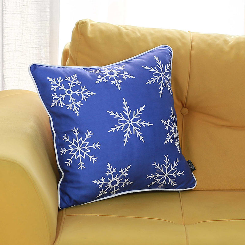 18"x18" Christmas Snow Flakes Printed Decorative Throw Pillow Cover