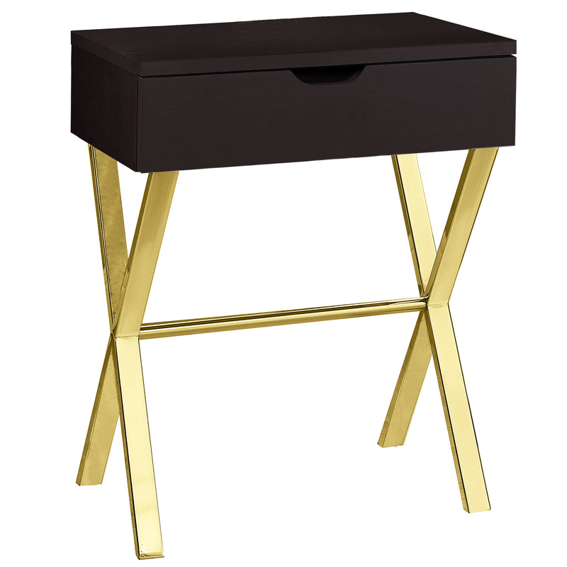 12" x 18.25" x 22.25" CappuccinoGold Metal Accent Table