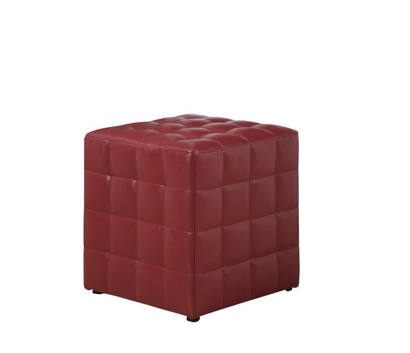 16.75" x 16.75" x 17" Red Leather Look Fabric Ottoman