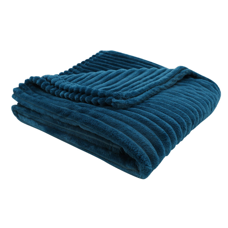 50" x 60" Blue Ultra Soft Ribbed Style Throw