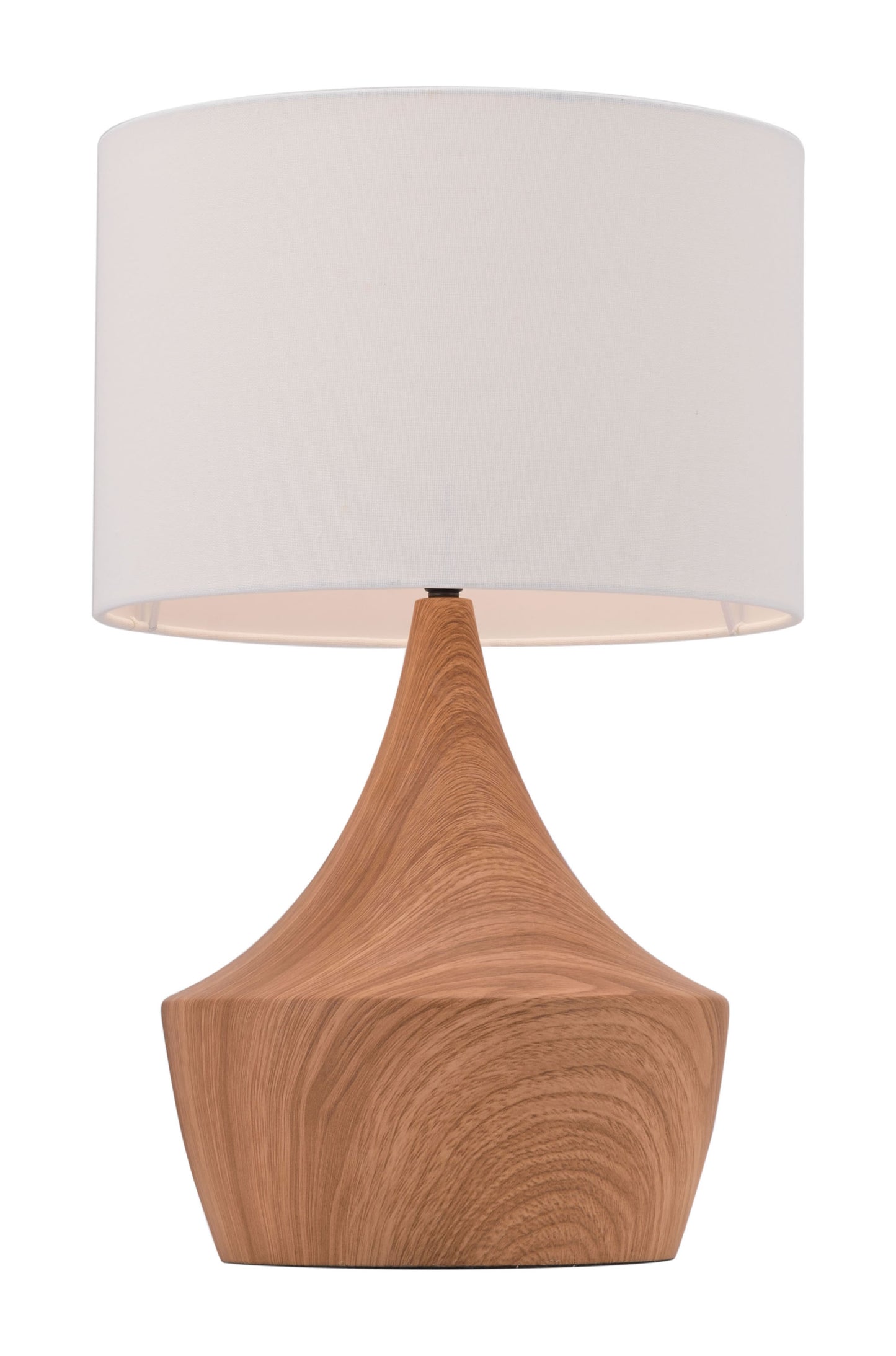 11.8" x 11.8" x 18.7" White &amp; Brown, Polyblend, Steel, Table Lamp