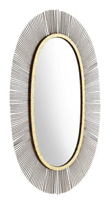 24.5" x 1.5" x 38.2" Black and Gold Iron MDF Oval Mirror
