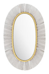 24.5" x 1.5" x 38.2" Black and Gold Iron MDF Oval Mirror