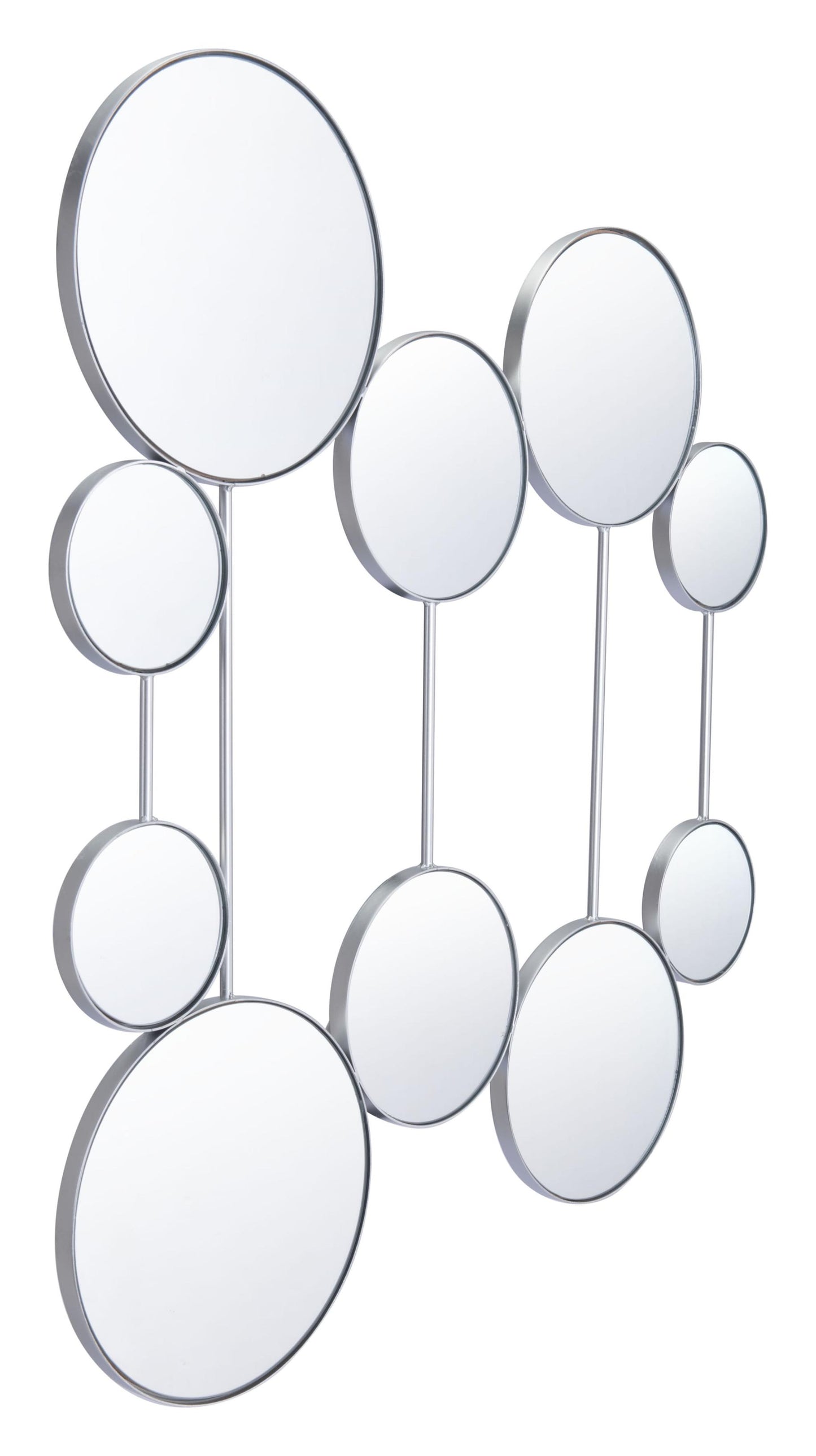 34.8" x 0.8" x 41.1" Silver, Steel, Mirror &amp; MDF, Round Mirrors