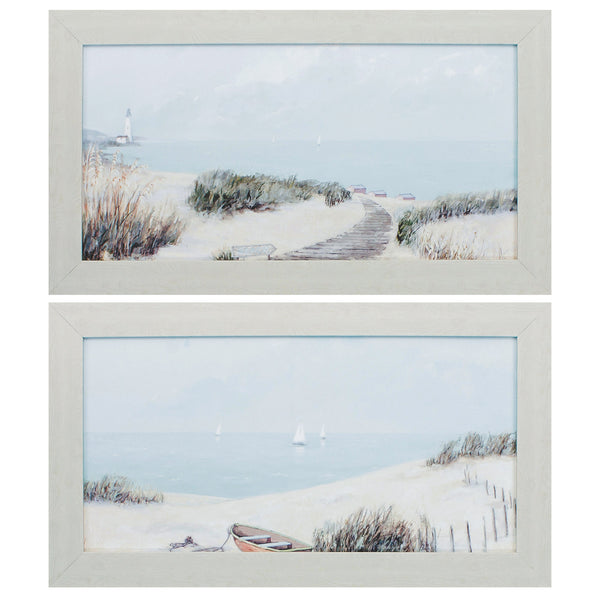27" X 15" White Frame Pastel Beaches (Set of 2)