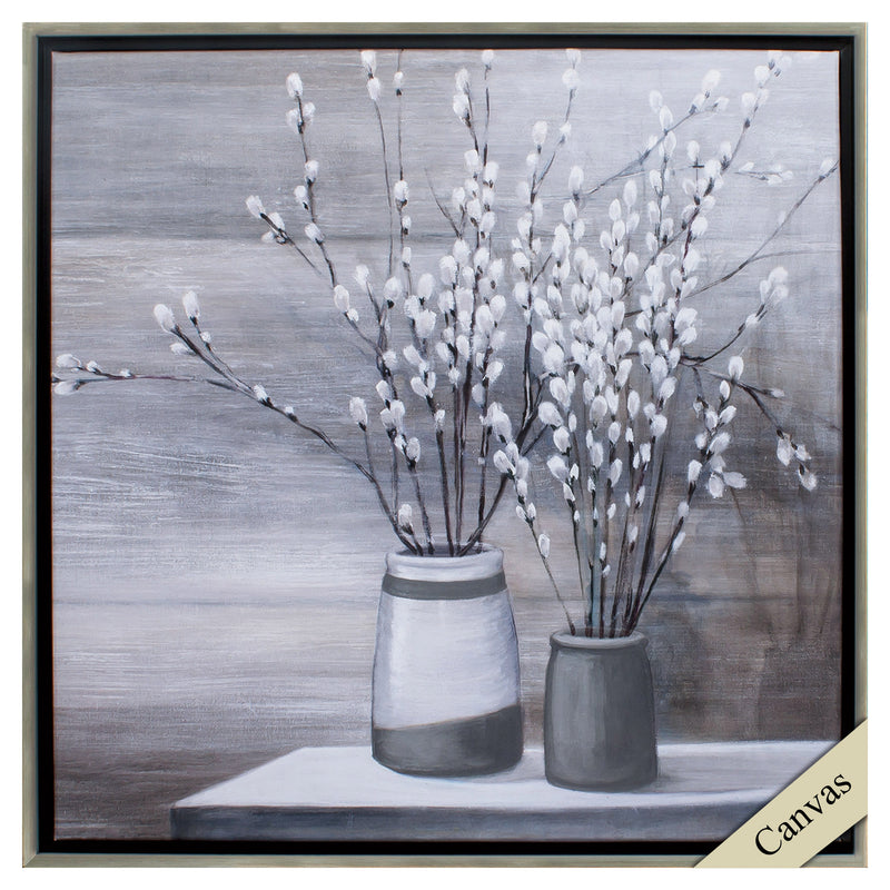 30" X 30" Silver Frame Willow Still Life