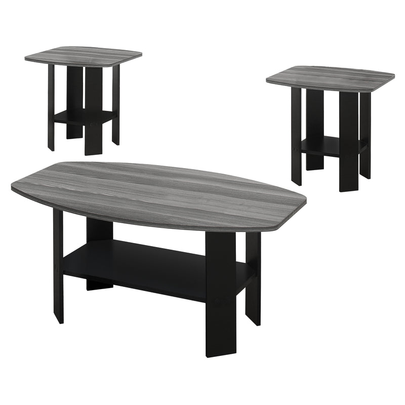 Black Grey Top Table Set - 3Pcs Set