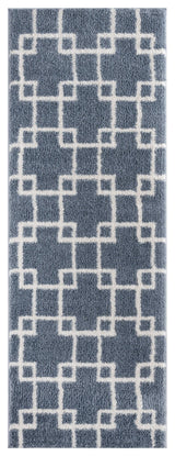 31" x 86" Blue - Grey Microfiber Polyester Runner Rug