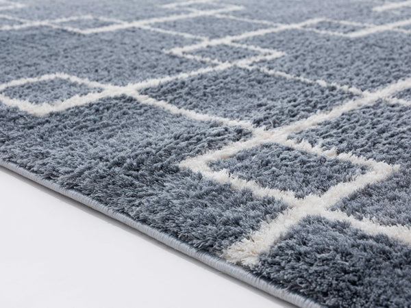 39" x 59" Blue - Grey Microfiber Polyester Mat Rug
