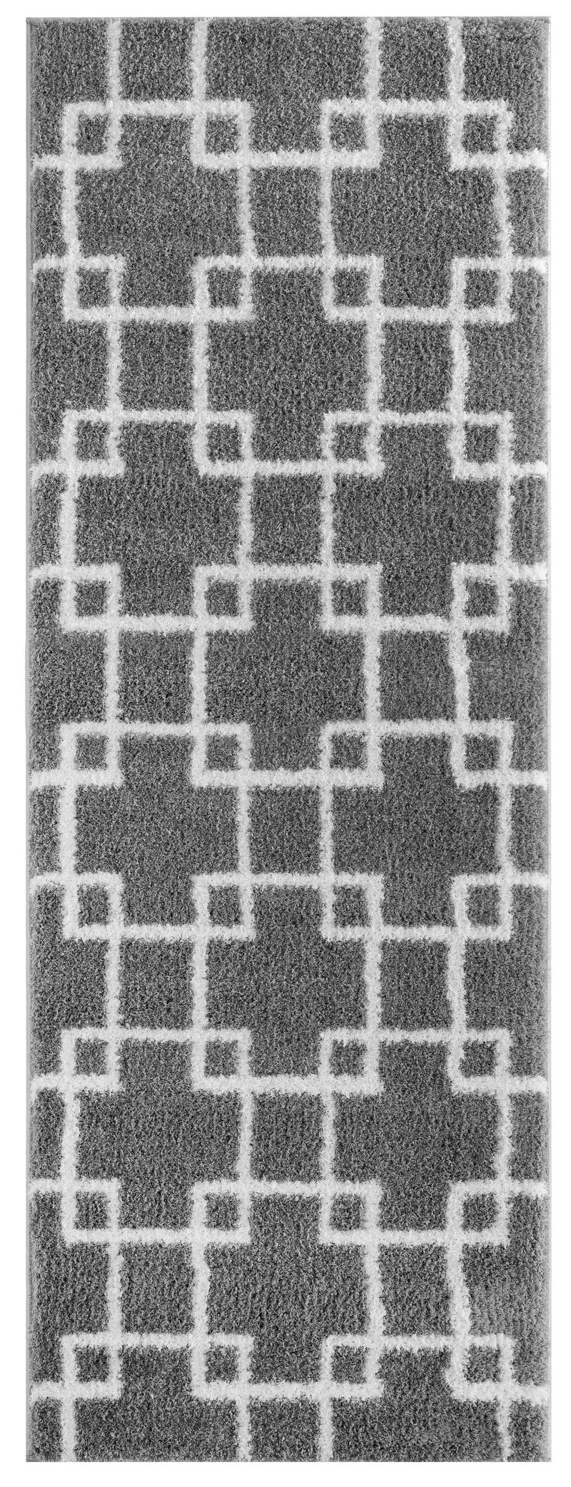 31" x 86" Grey Microfiber Polyester Runner Rug