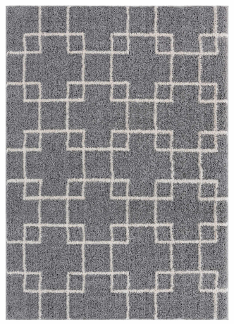 63" x 86" Grey Microfiber Polyester Area Rug
