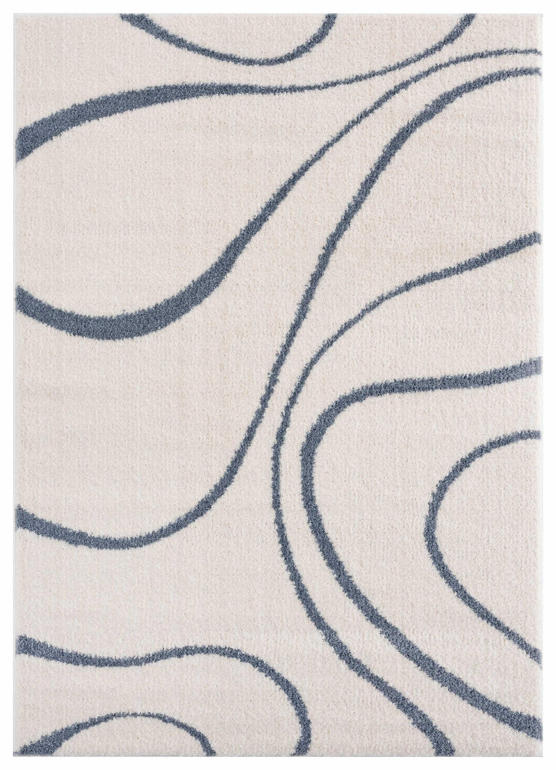 63" x 86" Blue - Grey Microfiber Polyester Area Rug