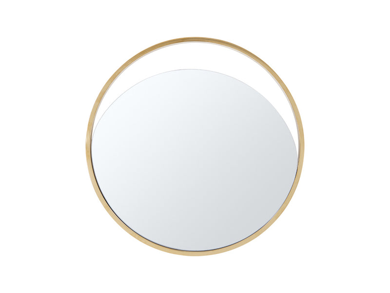 32" X 1.5" X Black Polished Gold Glass Medium Round Mirror