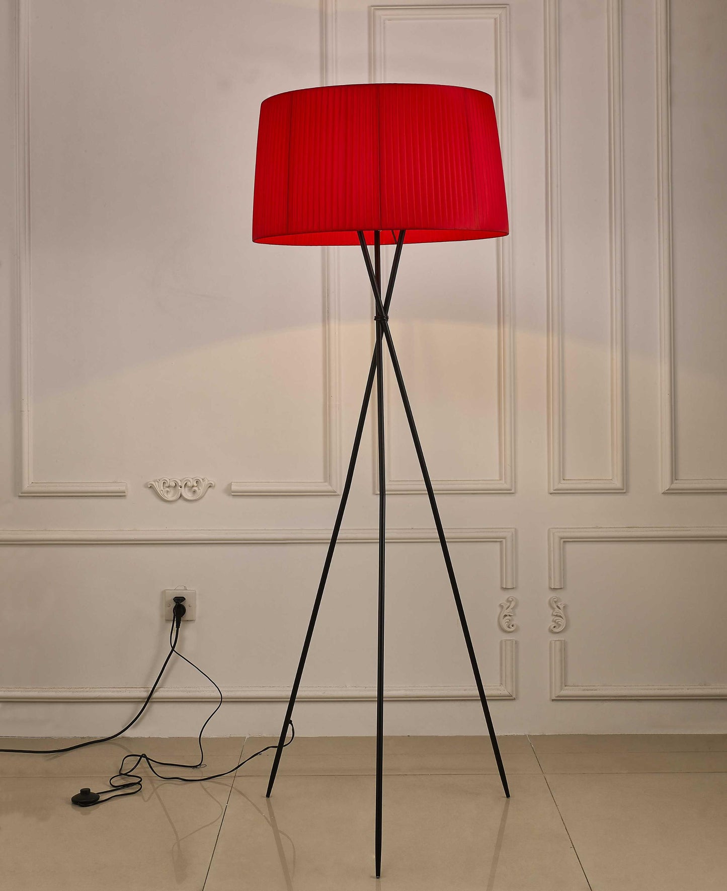 20" X 20" X 69" Red Metal Floor Lamp