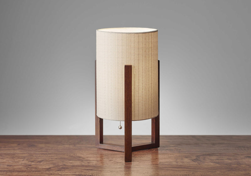 9" X 9" X 17" Walnut Wood Fabric Table Lantern