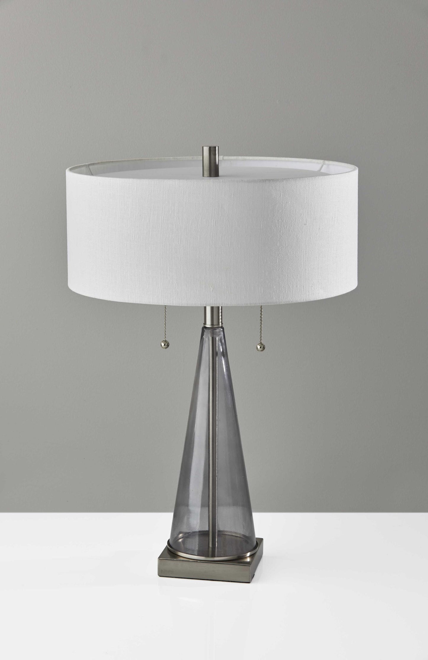 15" X 15" X 23" Brushed Steel Metal Glas Table Lamp