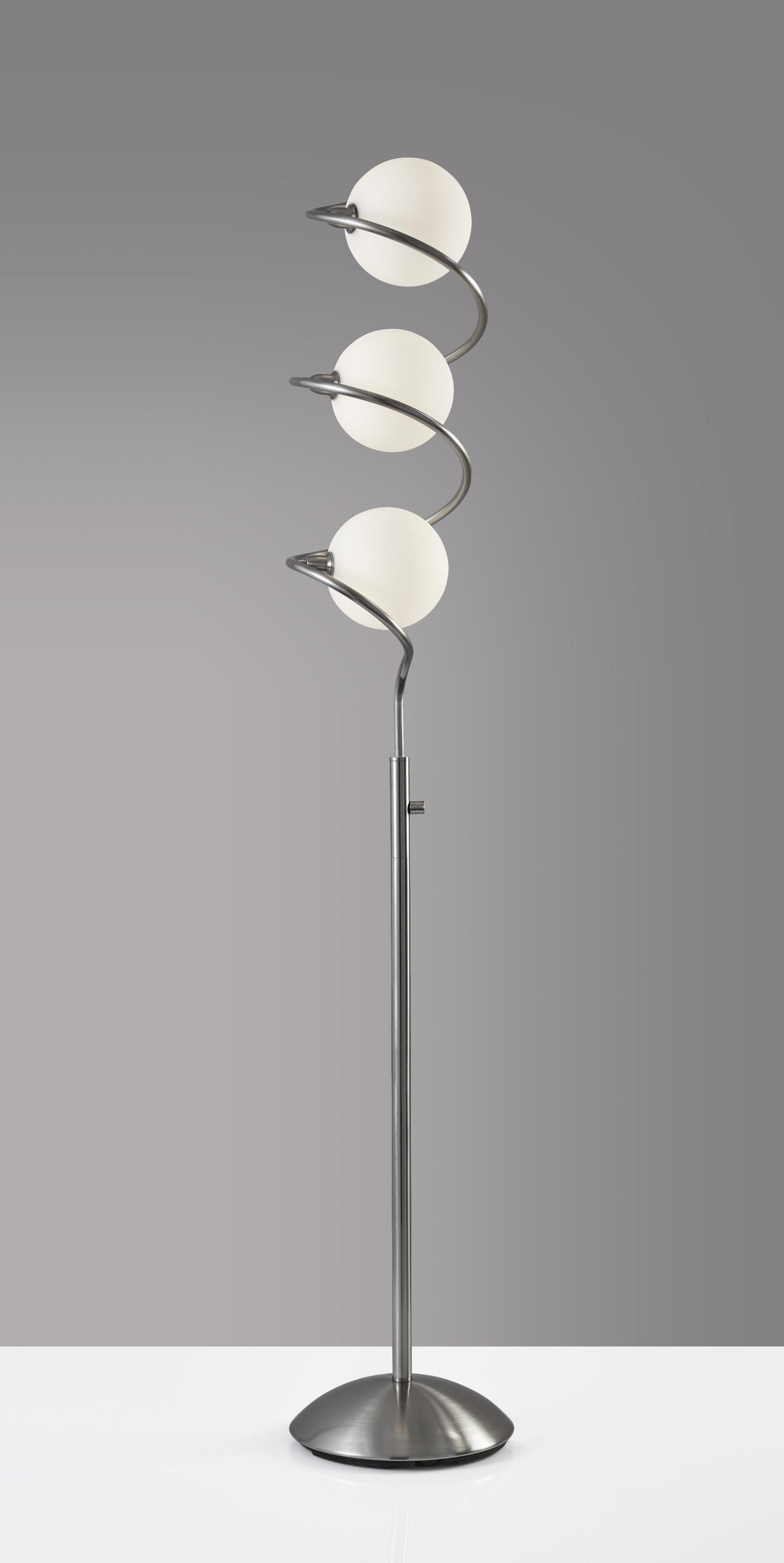 11" X 11" X 64.5" Brushed Steel Metal LED Floor Lamp