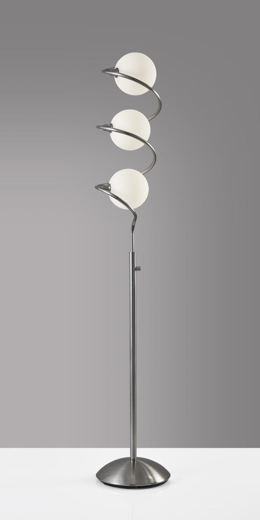 11" X 11" X 64.5" Brushed Steel Metal LED Floor Lamp