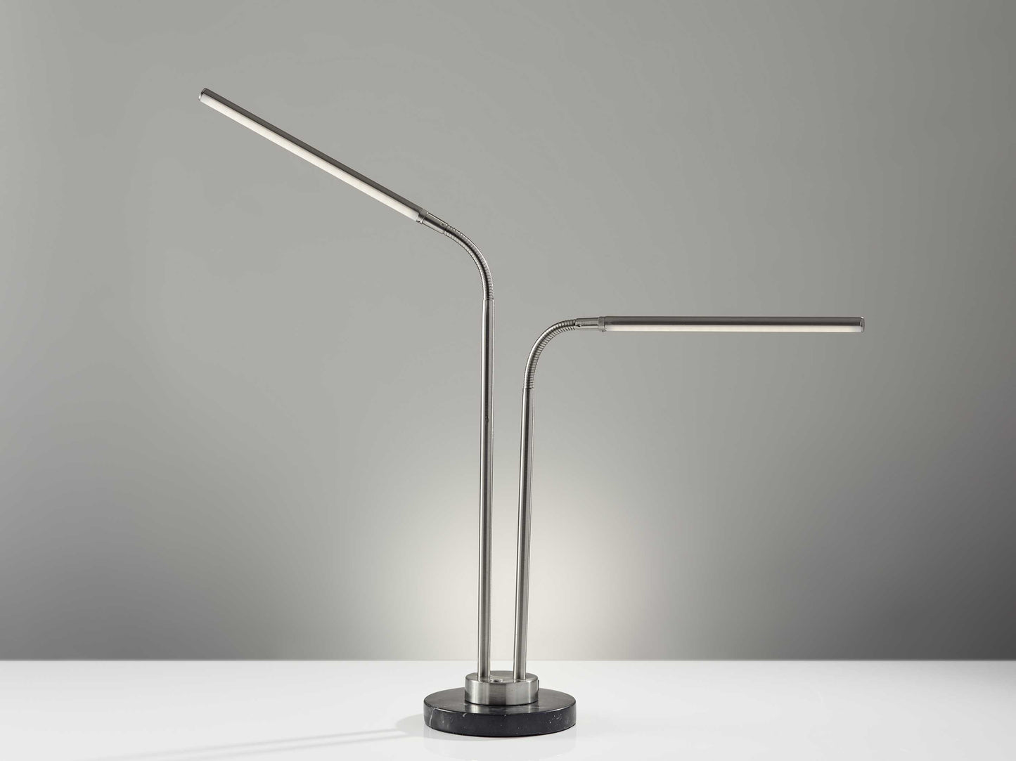 32" X 6.5" X 20-34" Brushed Steel Metal LED Desk Lamp