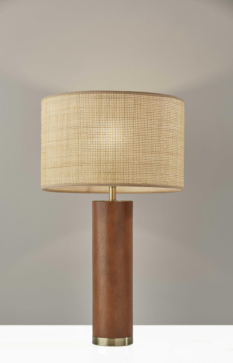 15" X 15" X 25.5" Walnut Wood Table Lamp