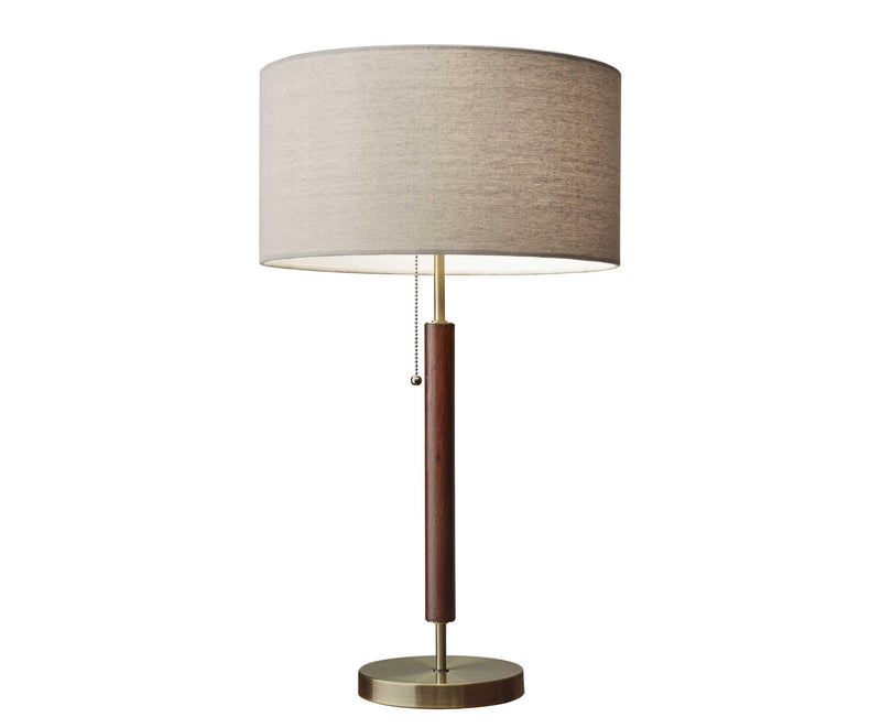 15" X 7" X 26.25" Walnut Wood Metal Table Lamp