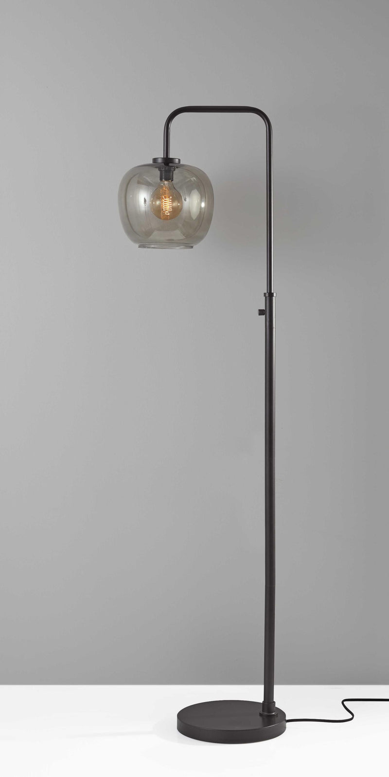 9" X 14" X 58.75" Brushed Steel Metal Floor Lamp