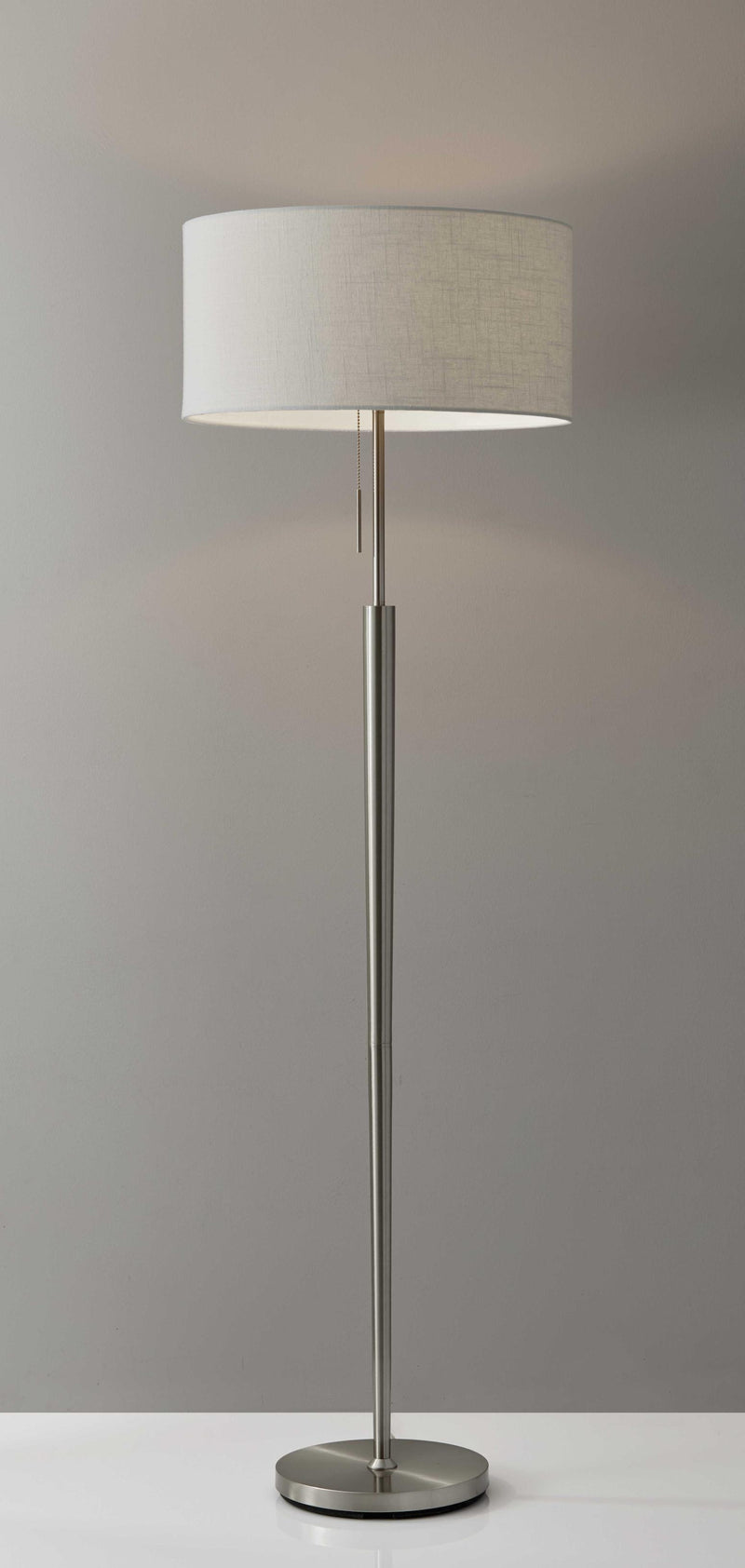 19" X 11" X 65" Brushed Steel Metal Floor Lamp