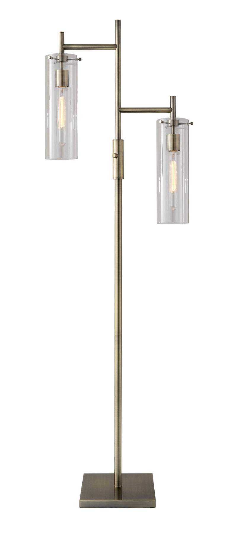 19" X 10" X 64.25" Brass Metal Floor Lamp