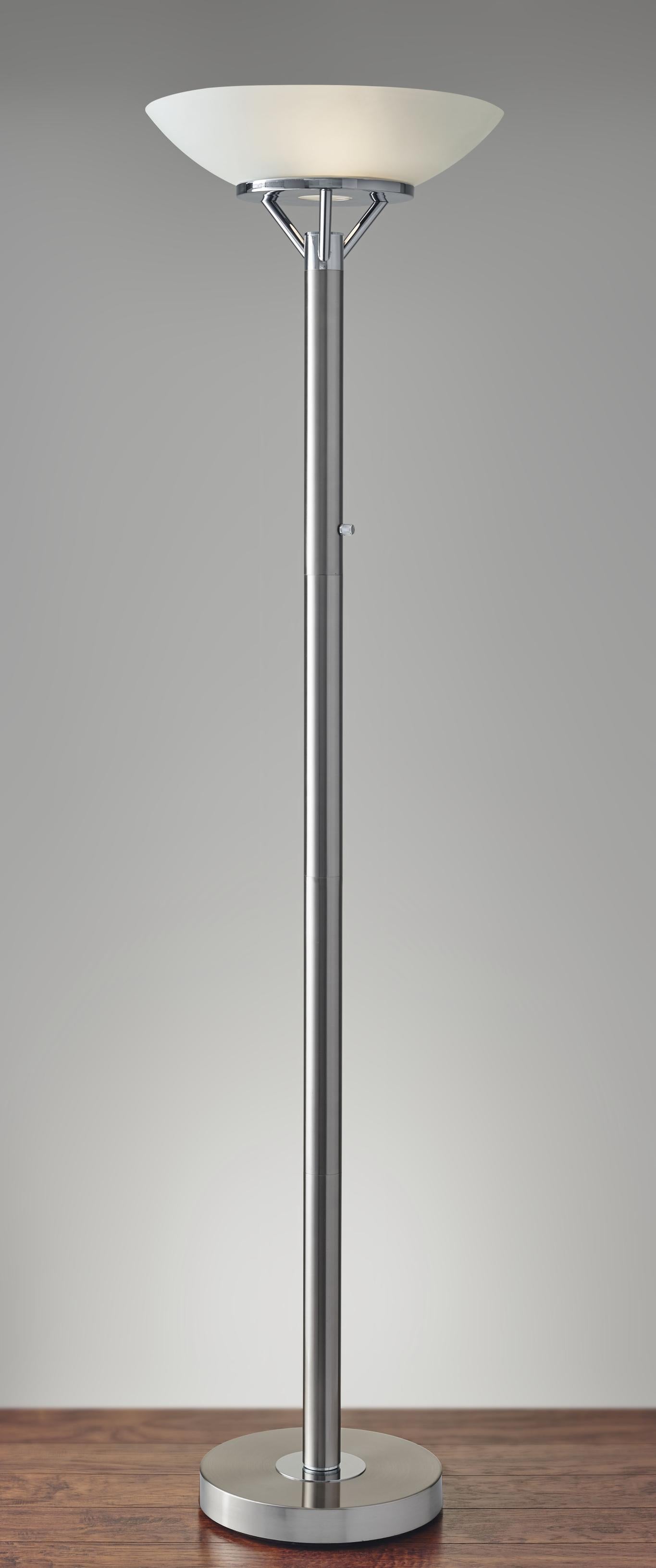 18" X 18" X 71.5" Brushed steel Metal 300W Torchiere