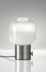 8" X 8" X 12" Brushed Steel Glass Table Lamp