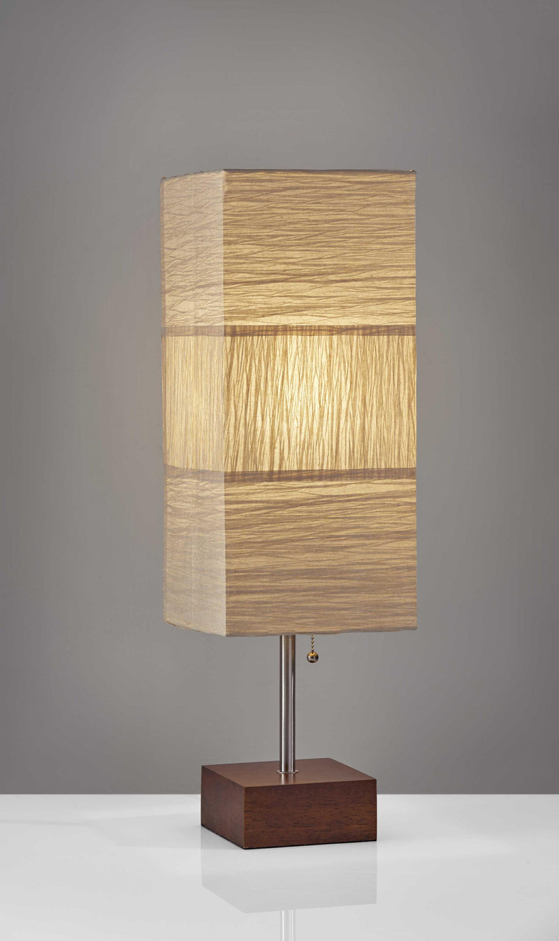 8" X 8" X 26" Natural Wood Metal Table Lamp
