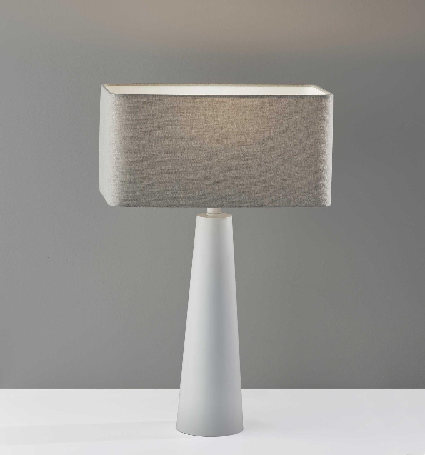 16" X 8" X 25.5" White Metal Table Lamp