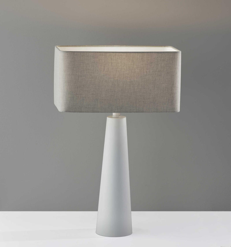 16" X 8" X 25.5" White Metal Table Lamp