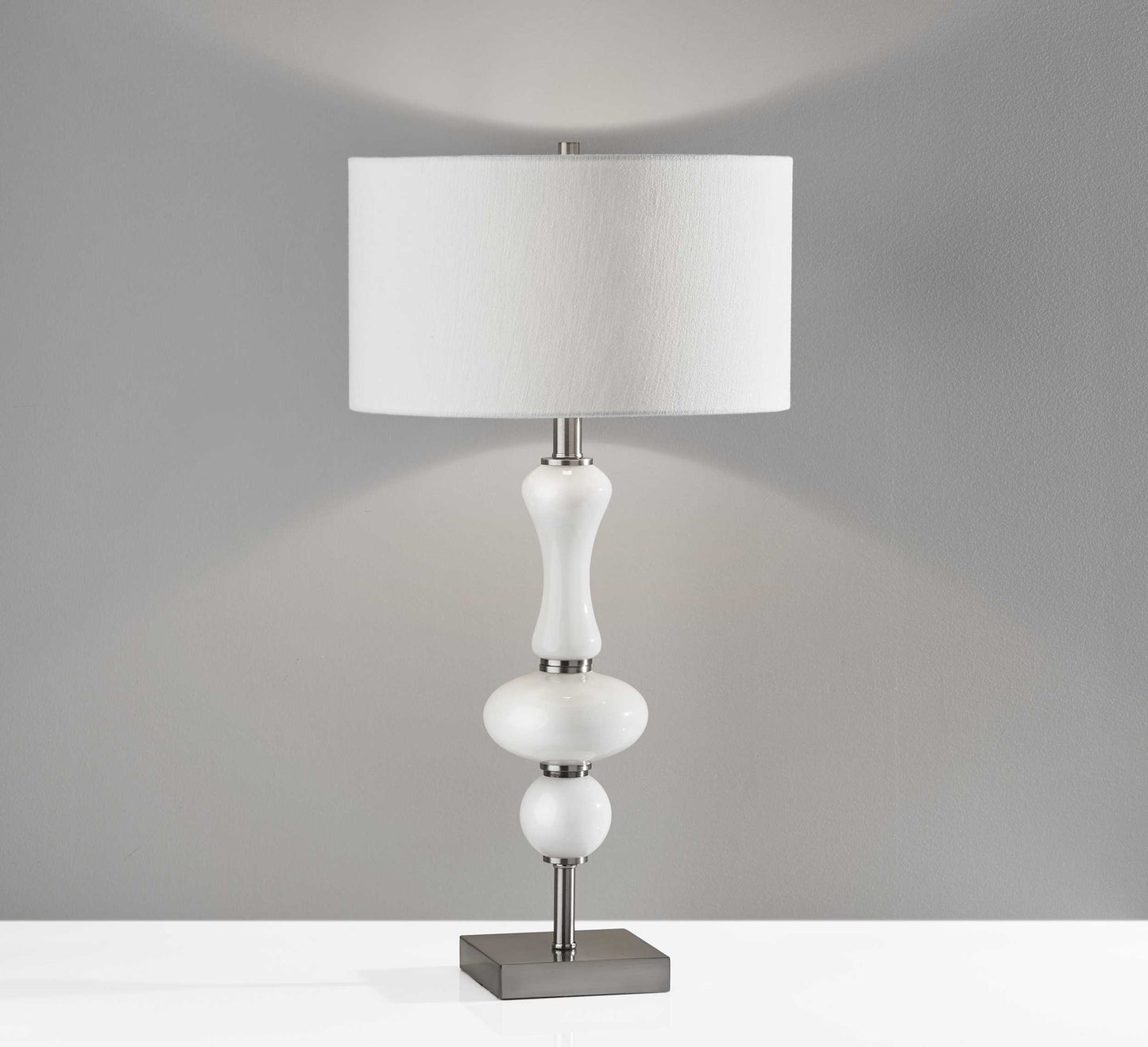 15" X 15" X 28.75" Brushed steel Glass Table Lamp