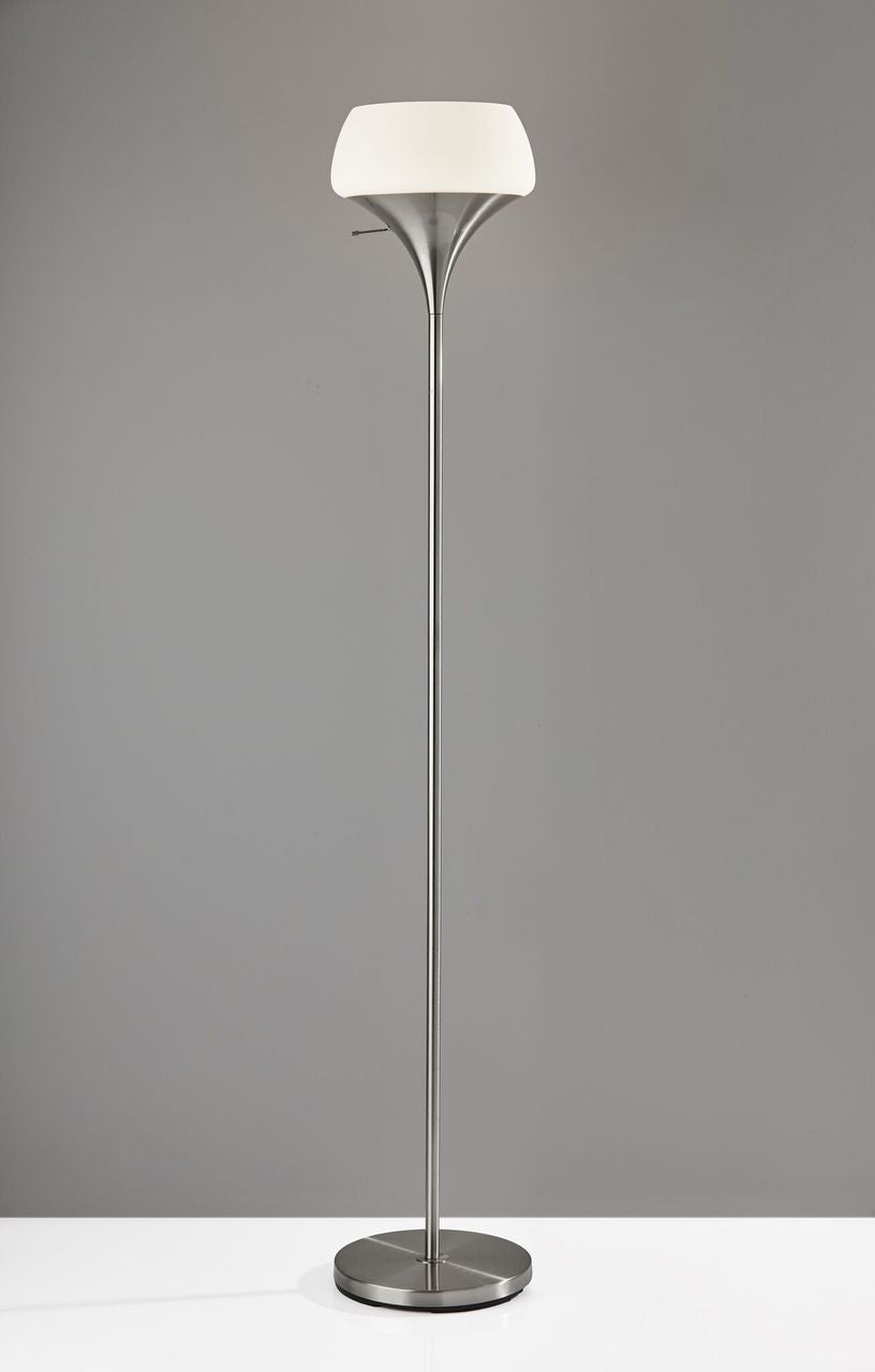 12" X 12" X 69.5" Brushed steel Metal Torchiere