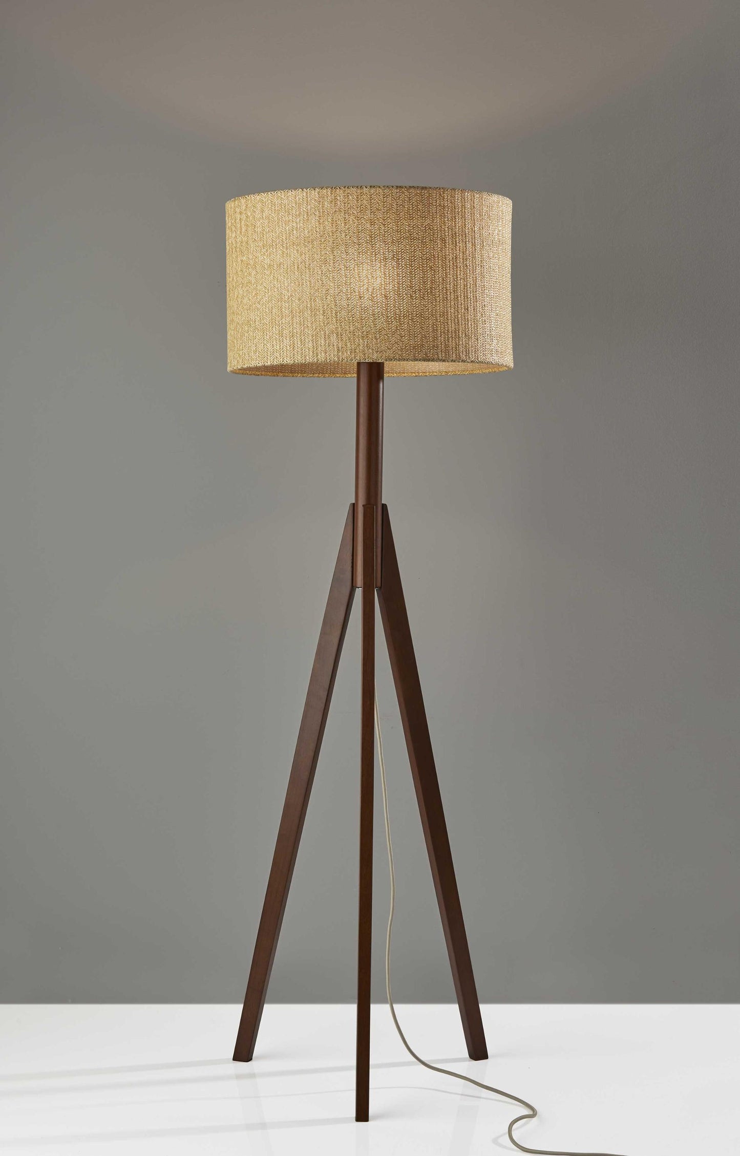 18.5" X 18.5" X 59" Walnut Wood Floor Lamp