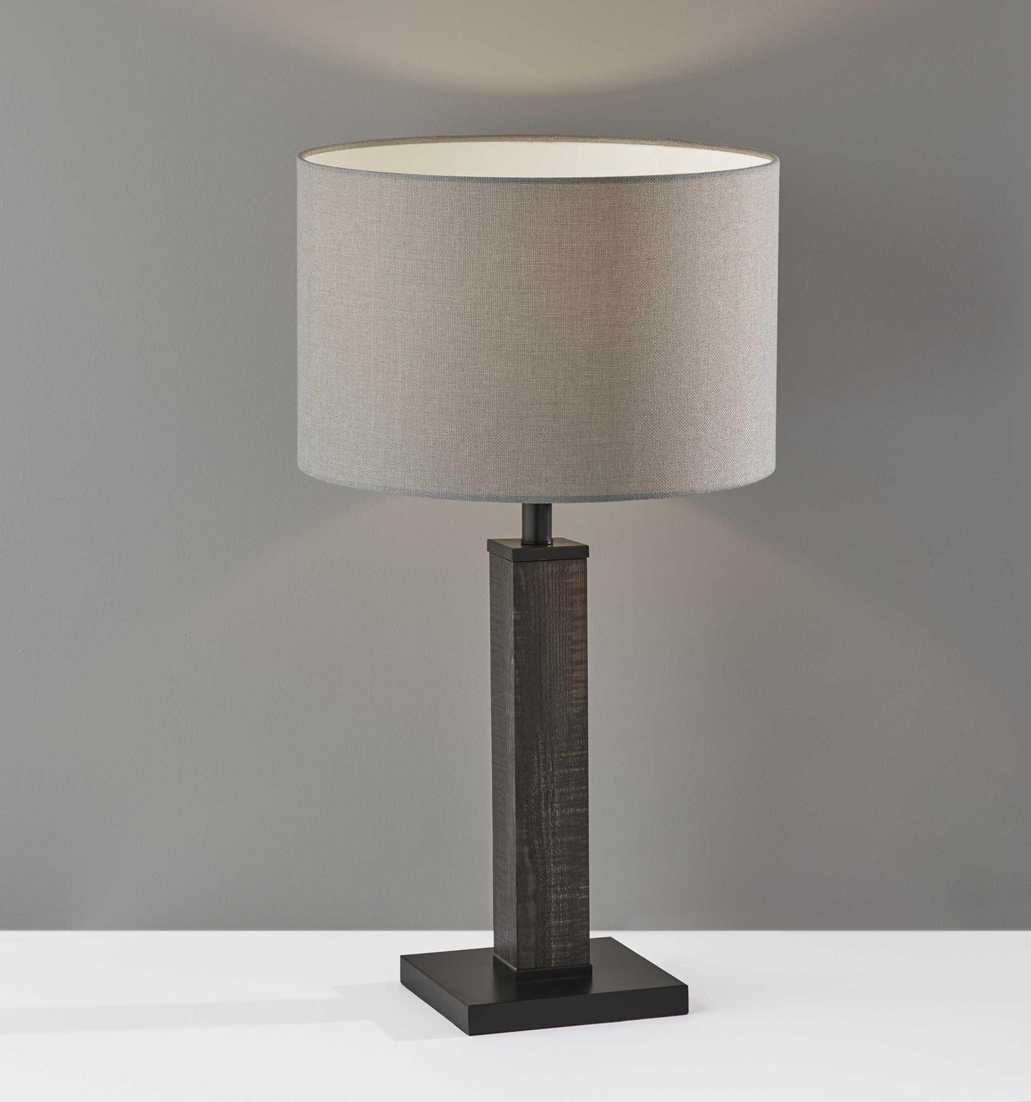15.5" X 15.5" X 27.75" Black Wood Table Lamp
