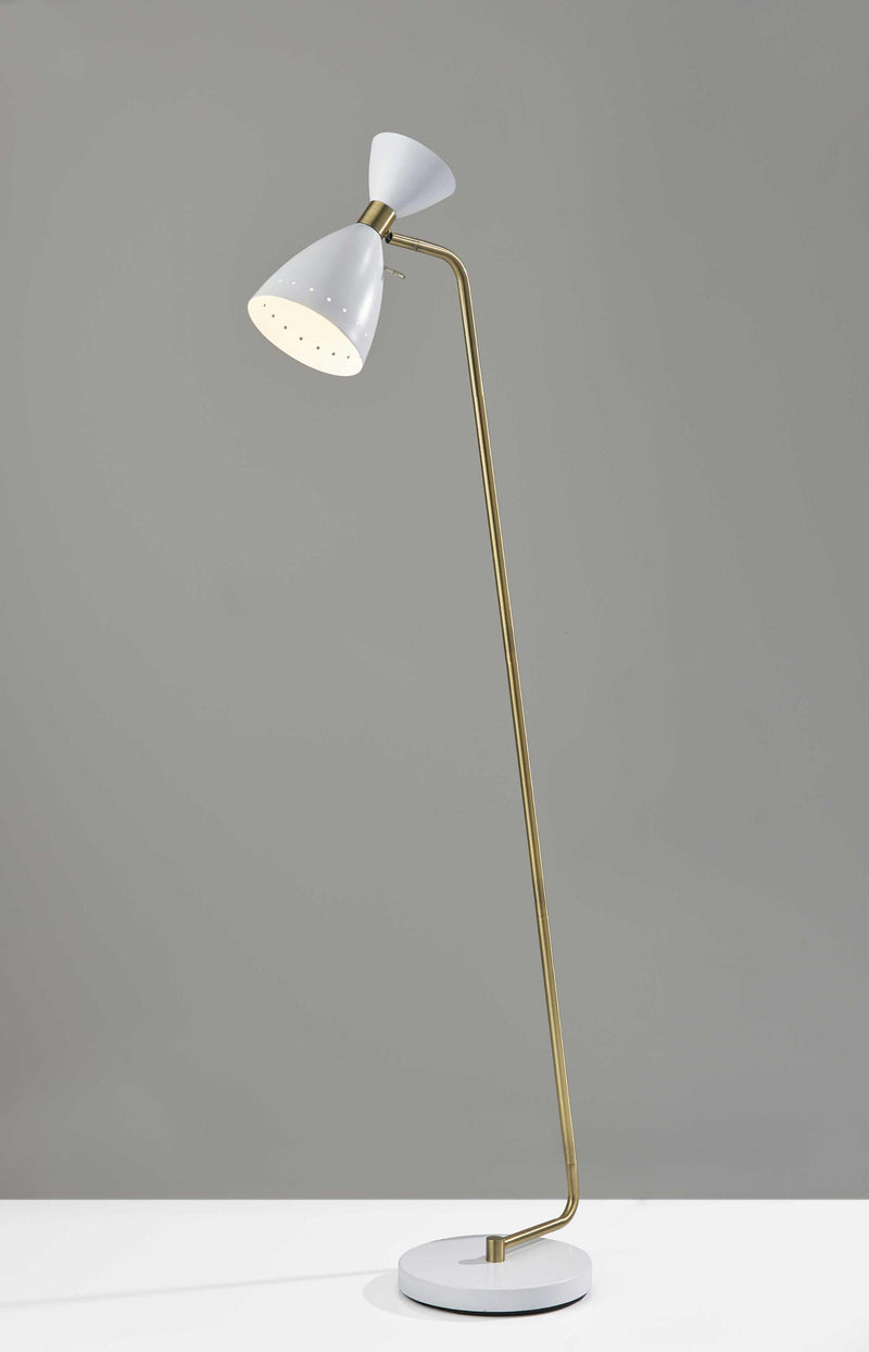 10" X 20.5" X 59" White Metal Floor Lamp