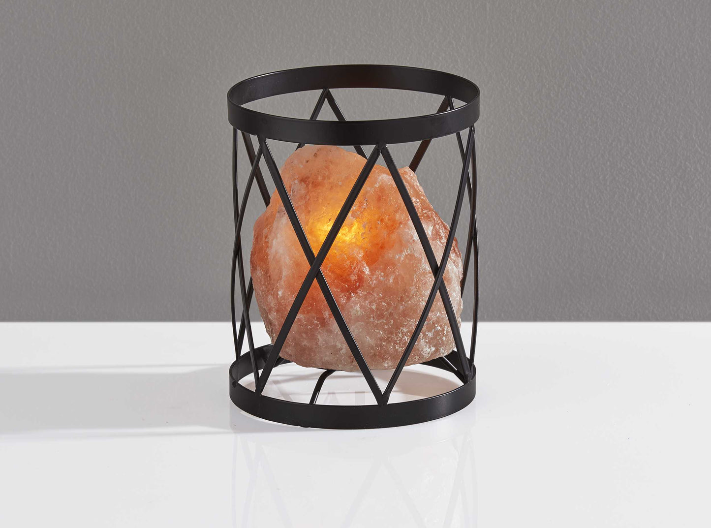 6" X 6" X 7.5" Black Metal Himalayan Salt Table Lamp