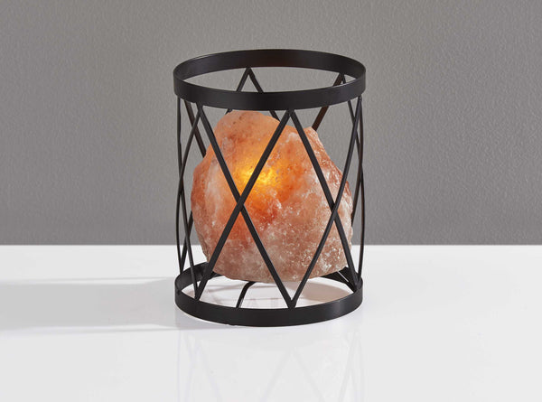 6" X 6" X 7.5" Black Metal Himalayan Salt Table Lamp