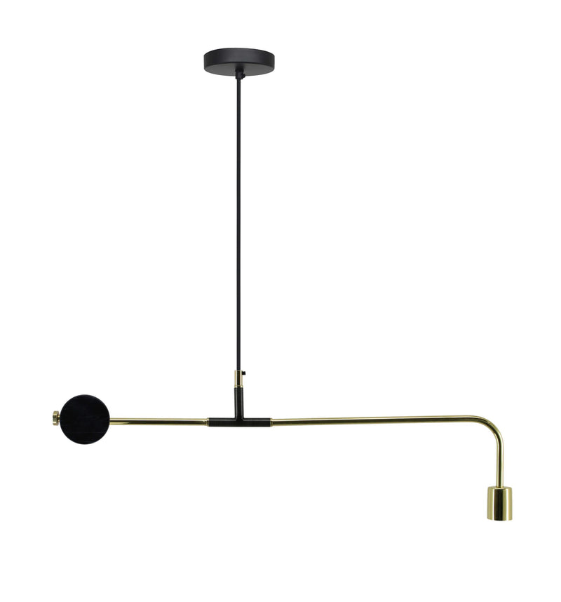 Modern Brass and Black L Shape Pendant Lamp