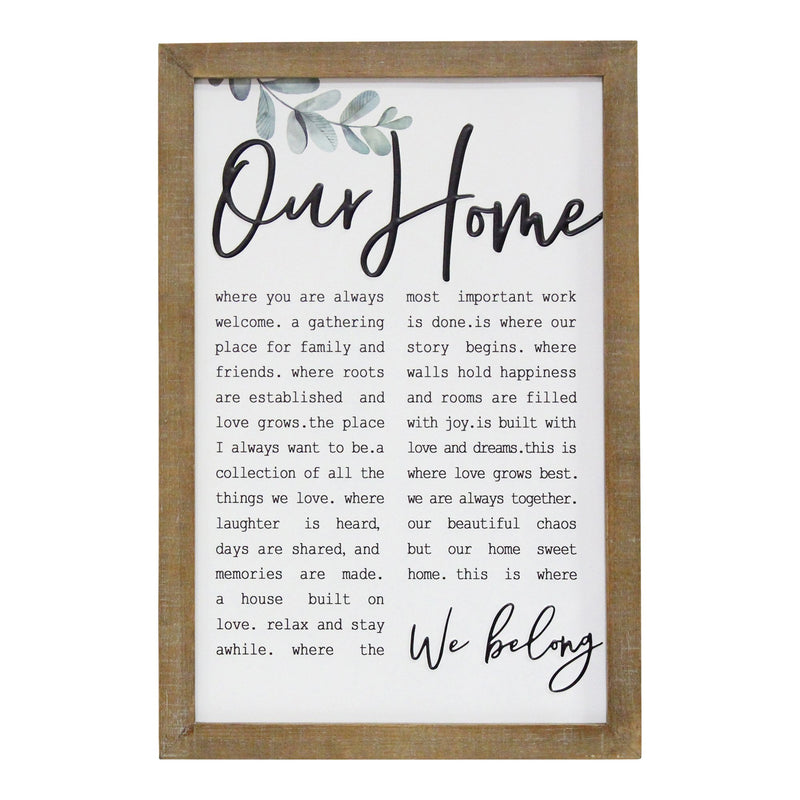 "Our Home" Metal &amp; Wood Framed Wall Art