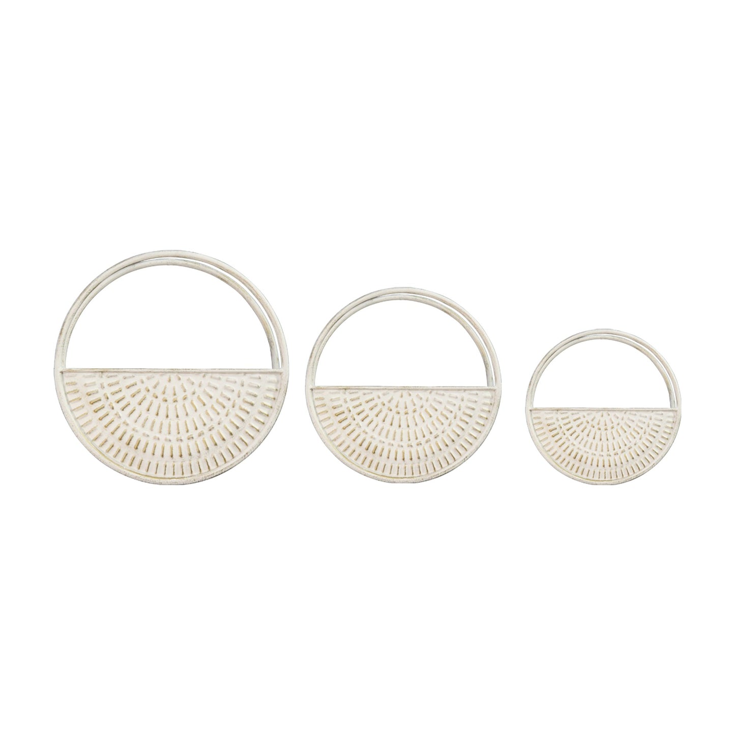 S-3 White Distressed Circle Wall Planters