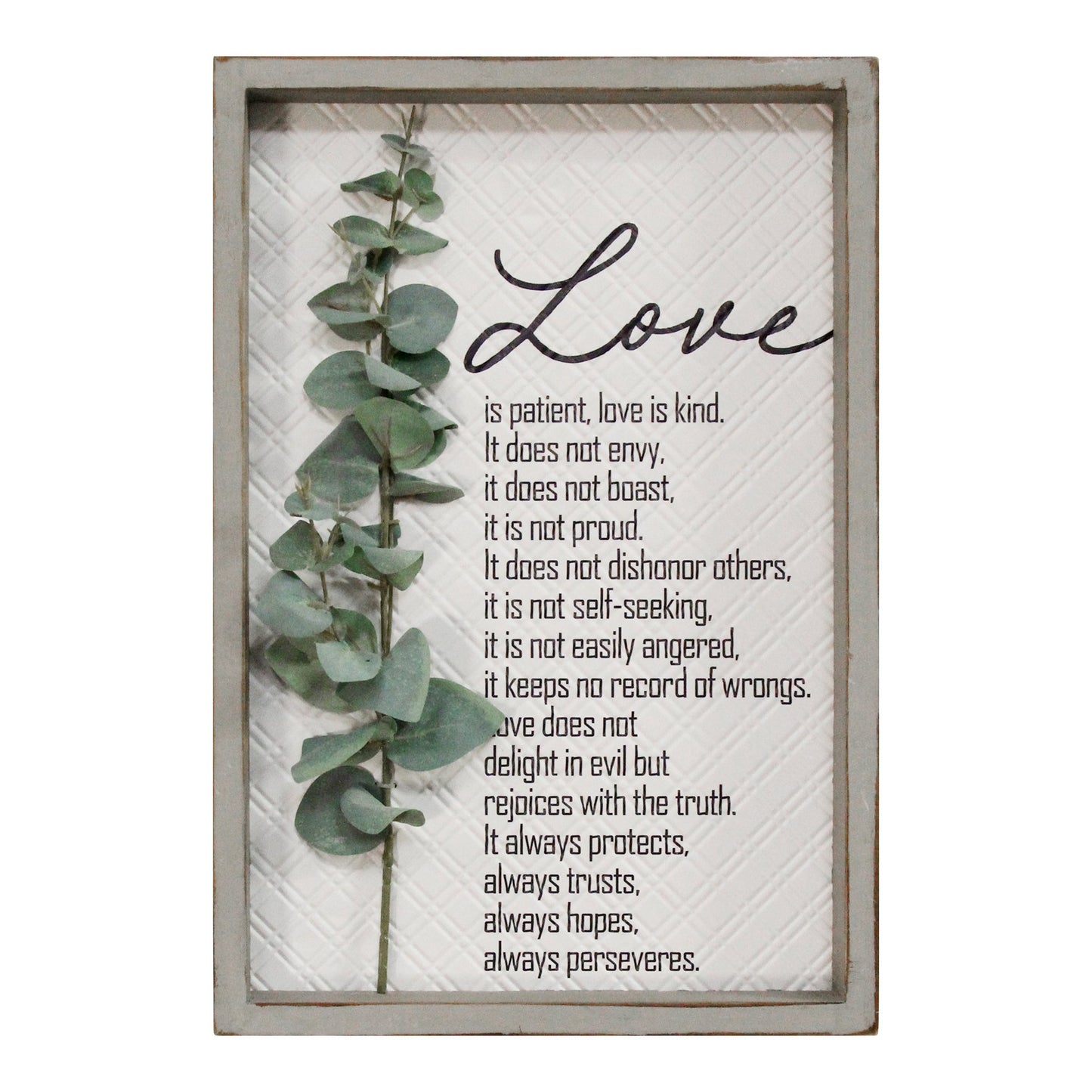 Love is Patient Metal &amp; Wood Framed Wall Art
