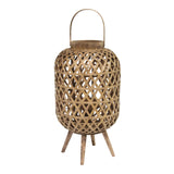 Coastal Bamboo and Wood Lantern Stand