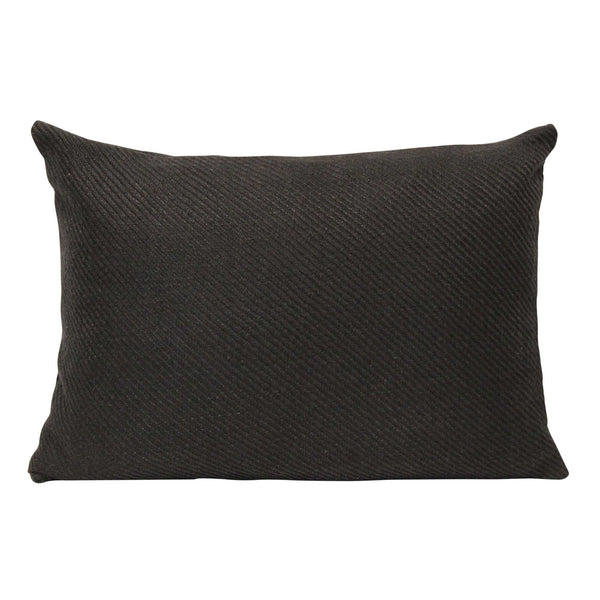 Black Ribbed Texture Velvet Lumbar Pillow
