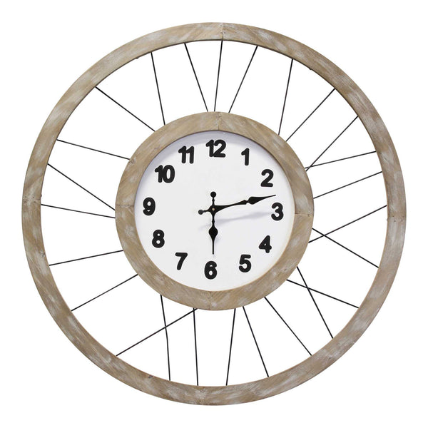 28" White Wood &amp; Metal Frame - Wall Clock