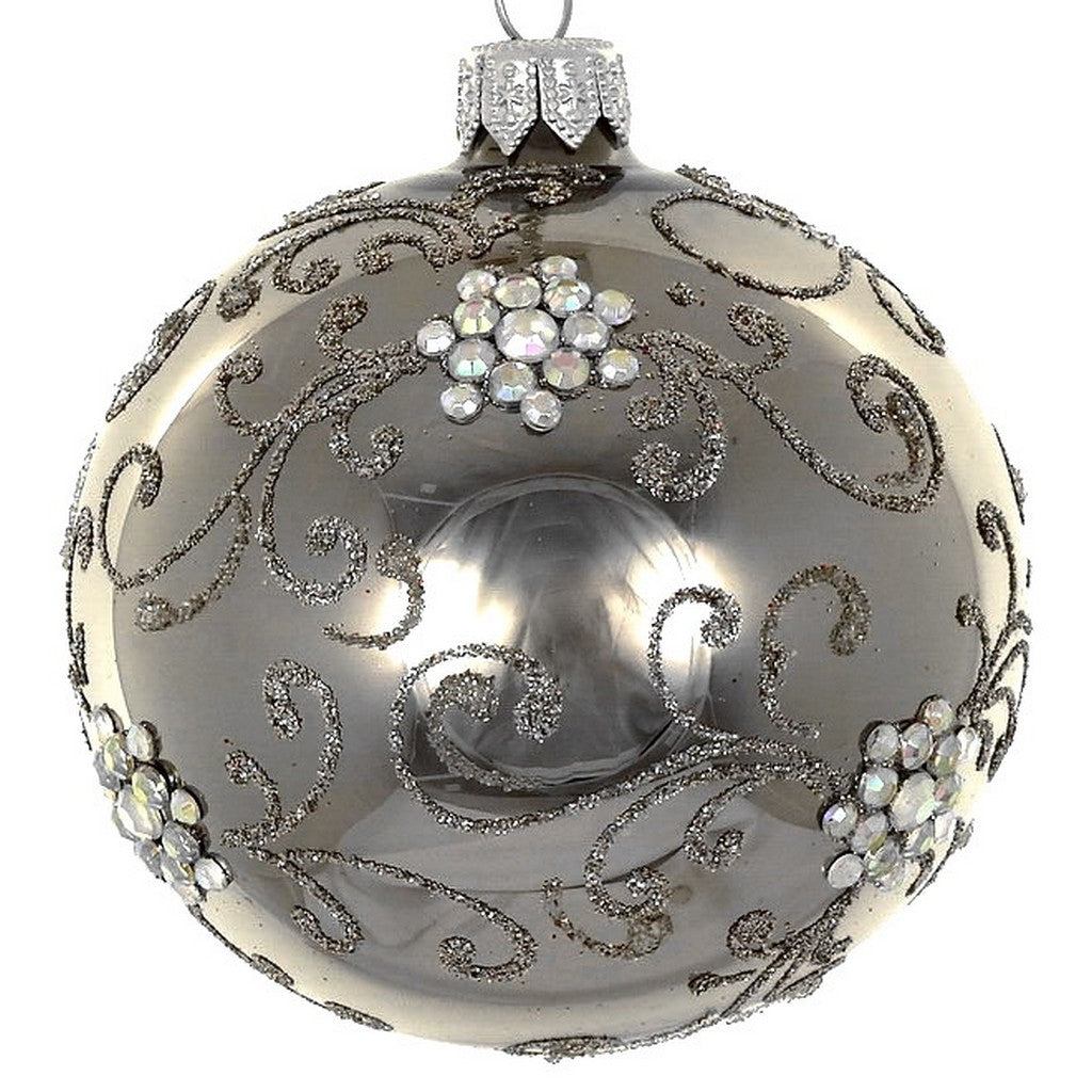 Mouth Blown Polish Glass Graphite Christmas Ornament