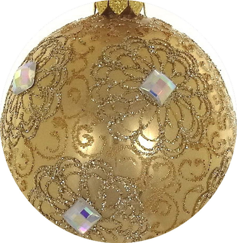 Mouth Blown Polish Glass Gold &amp; Clear Christmas Ornament