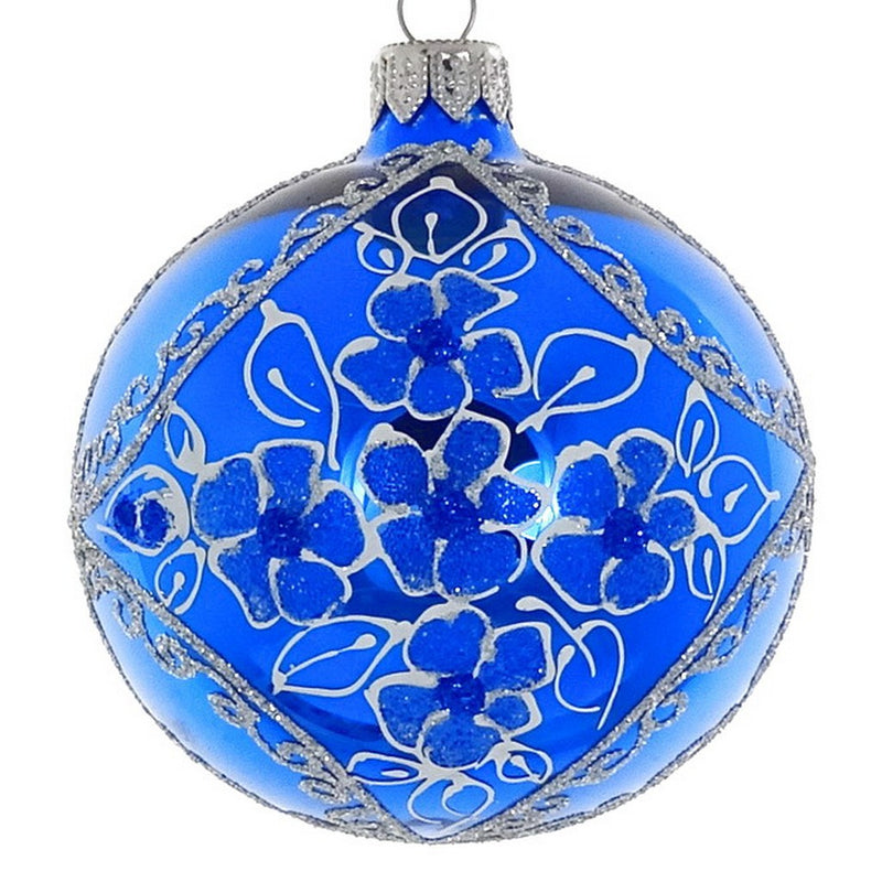 Mouth Blown Polish Glass Shiny Soft Blue Christmas Ornament